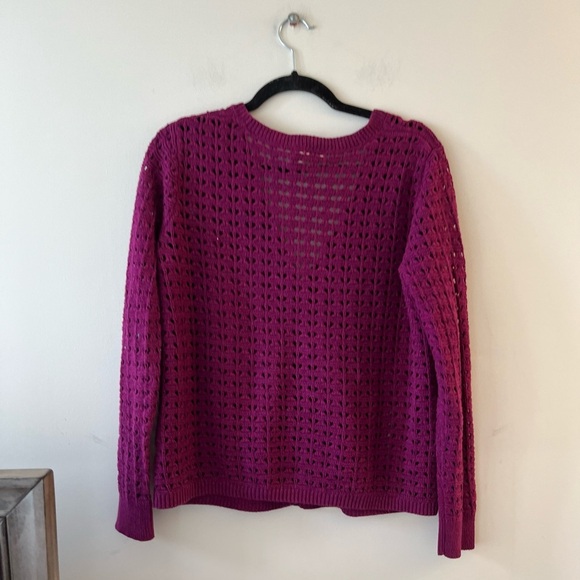 DKNY Purple Knit Crochet Cardigan - Picture 5 of 5